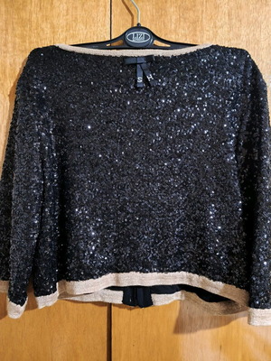 Μπολερό με πούλιες καινούργιο, χρυσό-μαύρο, μέγεθος S