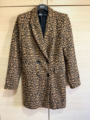 Λεπτό παλτό Zara μαύρο και καφέ σαν καινούργιο, μέγεθος M