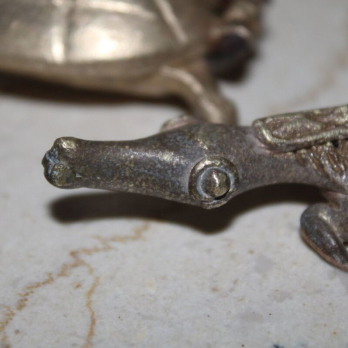 African metal precision scale weights, turtle 5.5x4 cm, 1980
