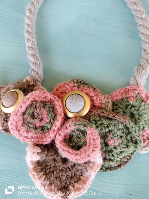 Handmade knitted necklace colorful, new
