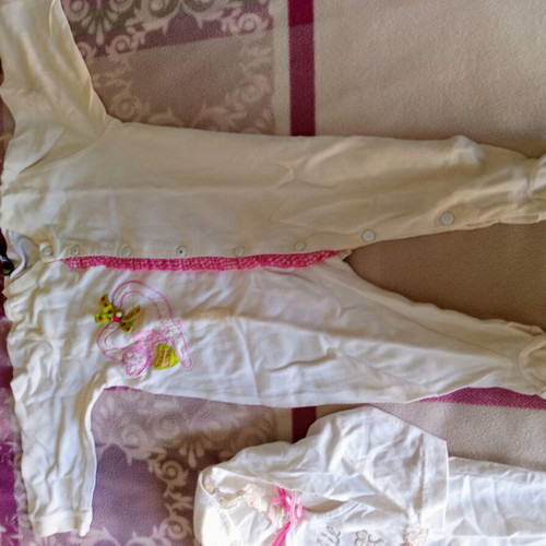 Set of 3 summer baby rompers used, size 6 months, thin fabric