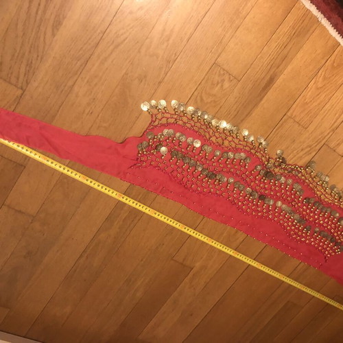Authentic fuchsia belly dance scarf with 148 gold coins