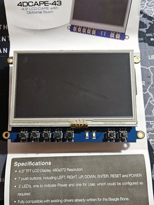 4DCAPE-43T BeagleBone Black 4.3" LCD Cape with resistive touch like new