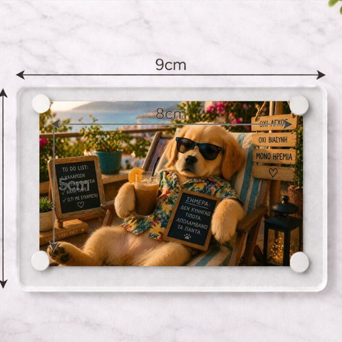 Acrylic fridge magnet "No stress, only calm" Summer Dog new