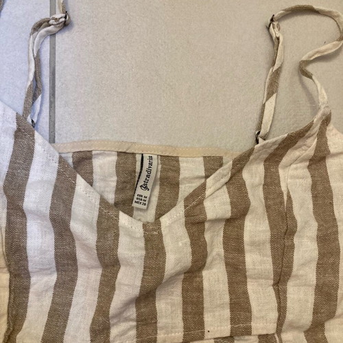 Stradivarius Crop Top like new, linen blend, size M, striped white beige