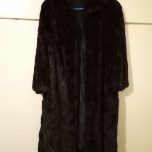 Mink fur coat new, long dark brown with lining