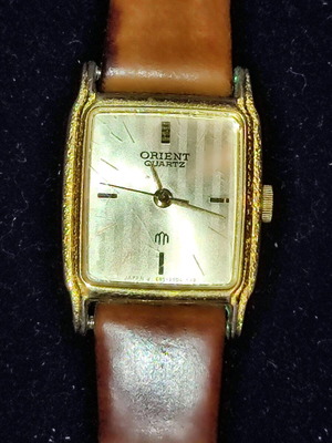 Orient vintage women's wristwatch new, brown leather strap