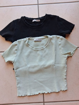 Pull & Bear crop tops used, size M, black and green