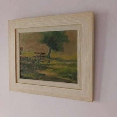 Oil painting signed, used, 36x30 cm with frame