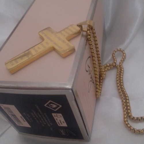 Men's cross gold plated steel 60 cm length