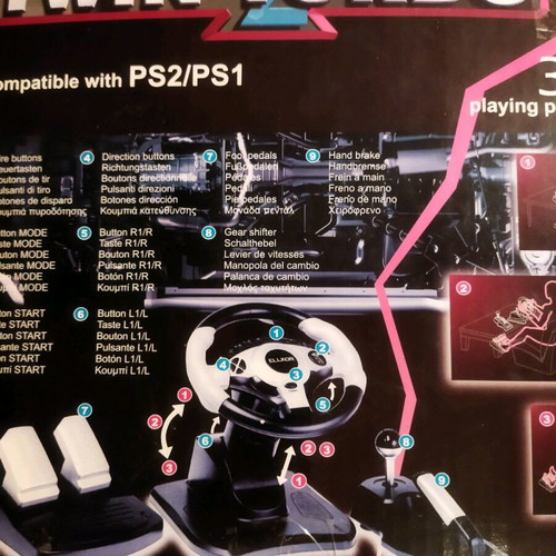 Twin Turbo 2 Steering Wheel for PS1 PS2 new