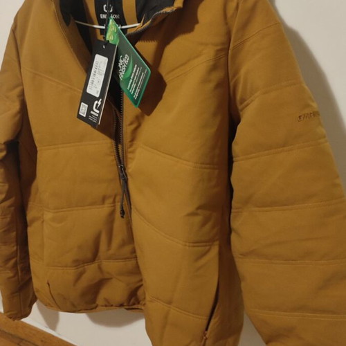 Emerson women's puffer jacket with hood, yellow, size S