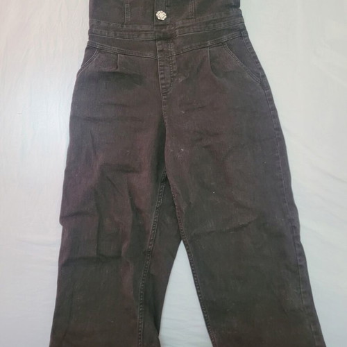 H&M Strapless Dark Grey Denim Jumpsuit with Strass Buttons like new, XXL
