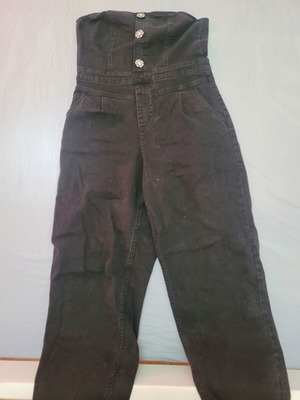 H&M Strapless Dark Grey Denim Jumpsuit with Strass Buttons like new, XXL