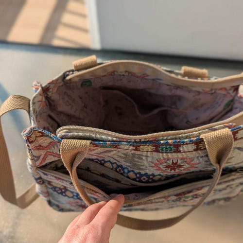 Shoulder tote bag jacquard fabric, multicolor