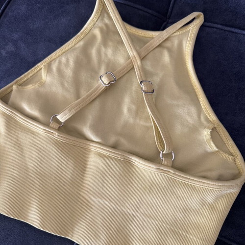 Bo+tee halter neck sports bra like new, yellow, size XS