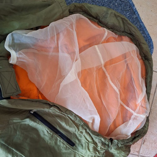 Czech Army Summer Sleeping Bag used with mosquito net and compression sack