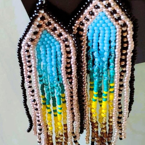 Handmade beaded tassel earrings with colorful beads new
