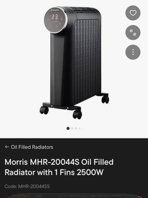Morris MHR20044S Wi-Fi oil filled electric radiator like new
