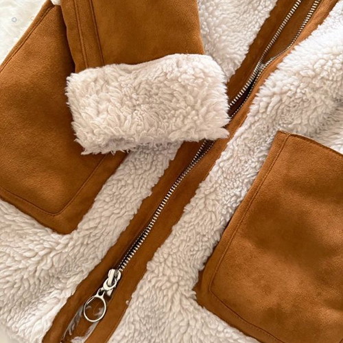 ASOS Teddy coat used, beige and brown, size S/M