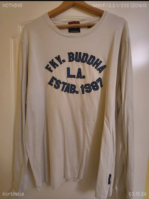 Funky Buddha The Essentials Long Sleeve Shirt like new, 100% cotton, XXL white and blue