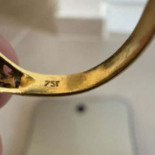 18K gold ring used with pearl