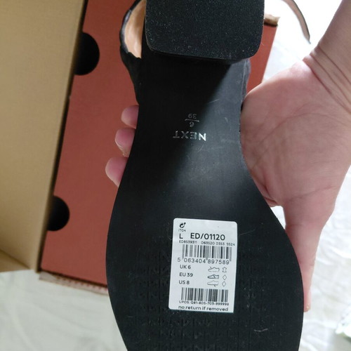 Next black leather sandals with nubuck, 5 cm heel, size 39