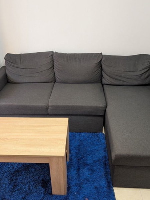 Corner sofa bed refurbished with storage space