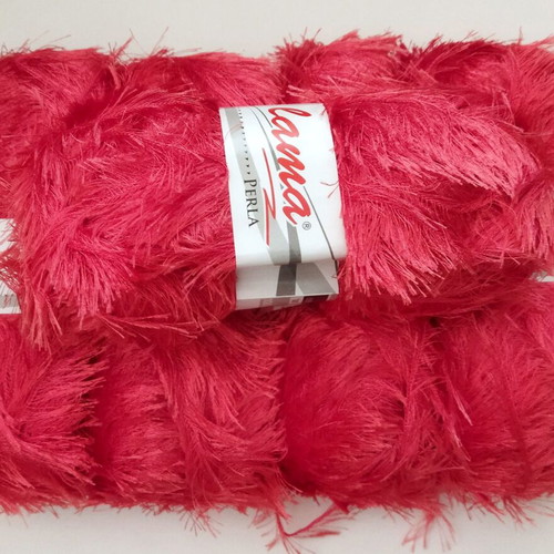 Lama Perla yarn new, pack of 5 furry knitting threads coral color
