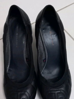 Tommy Hilfiger pumps like new, leather, 8 cm heel, size 38, navy blue-black