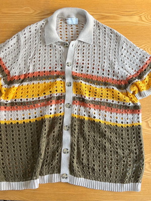 ASOS Design Crochet Knit Shirt 2XL, multicolor stripes