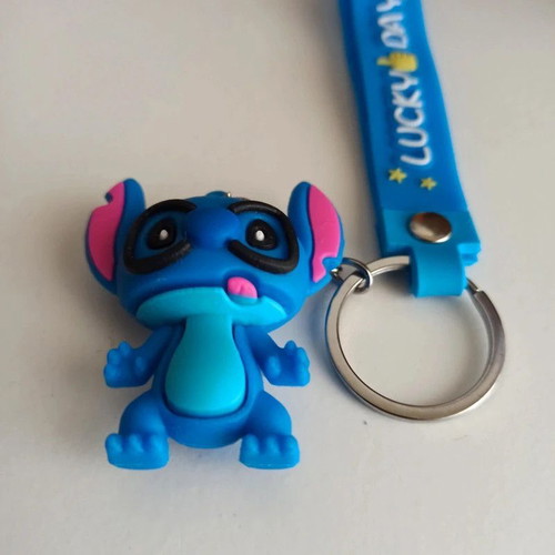 Silicone keychain with Stitch figure new, blue