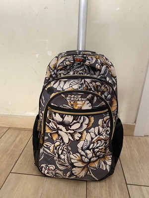 No Fear school backpack used with 4 compartments and wheels