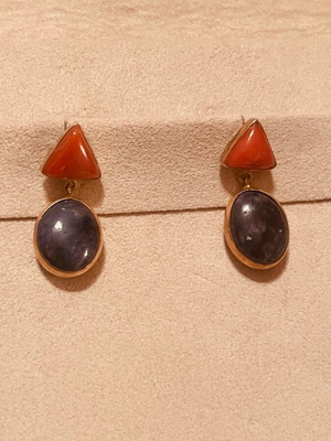 Silver 925 gold-plated earrings with lapis lazuli and coral new