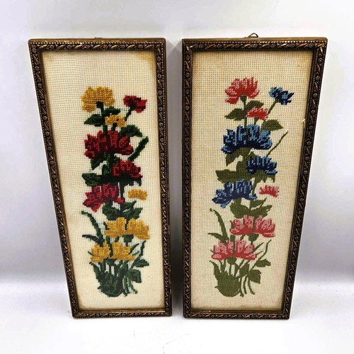 Embroidered paintings used set of 2 pieces