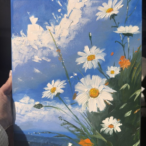 Summer oil painting on canvas, new, vibrant abstract art