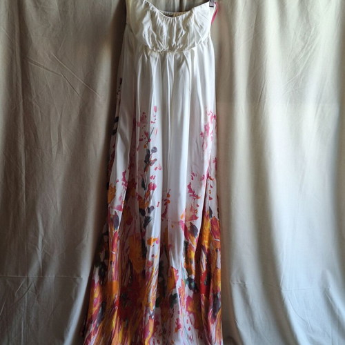Devotion Small Watercolor Floral Strapless Maxi Dress like new