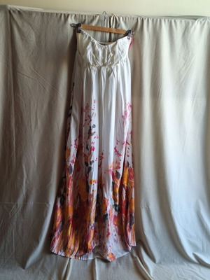 Devotion Small Watercolor Floral Strapless Maxi Dress like new