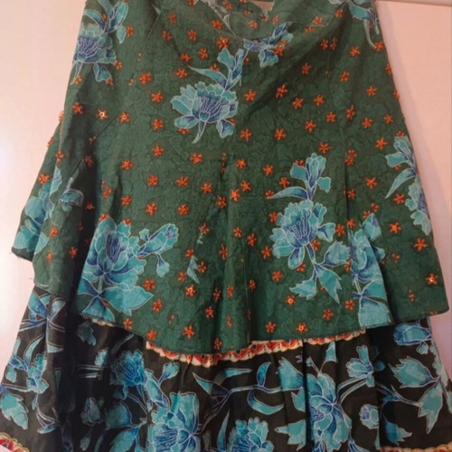 Leonard's boho skirt with floral print, 100% cotton, like new, small