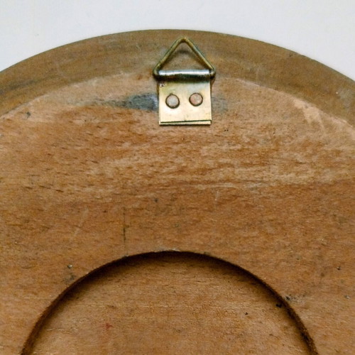 Handmade wooden wall plate with Panagia Faneromeni Monastery photo like new