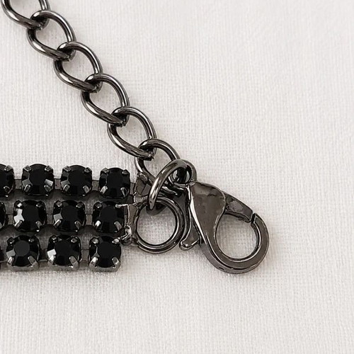 Decorative bra straps set with pearls and black rhinestones, new