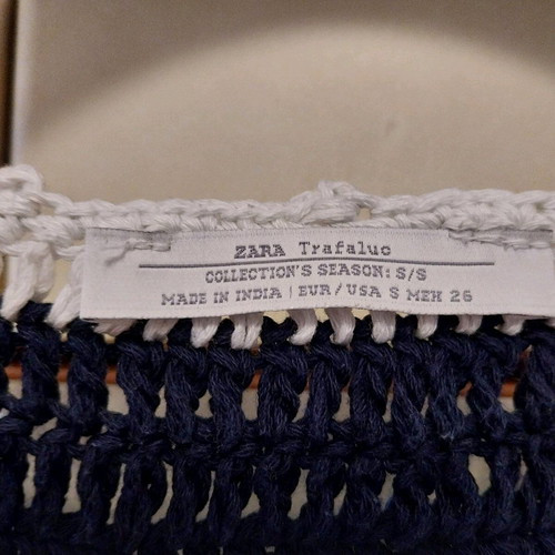 Zara Trafaluc blue white crochet vest like new, size M