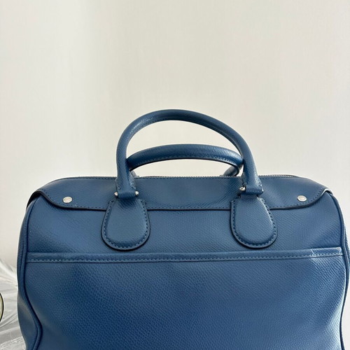 Coach Bennett Satchel leather handbag like new blue with silver details