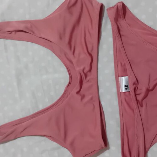 H&M women's swimsuit size 40 like new, pink gold fabric