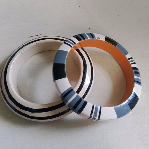 Toi&Moi wooden bracelets used, pack of 7, vintage