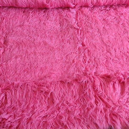 Flokati rug fuchsia, handmade, long pile
