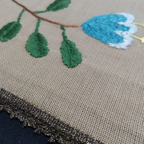 Handmade embroidered runner like new with lining