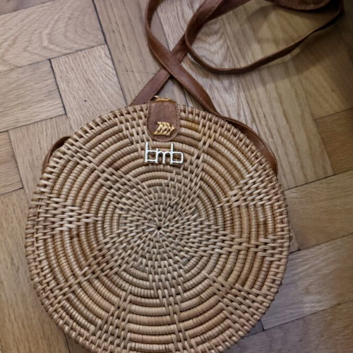 BMB shoulder bag new, brown with natural bamboo lining