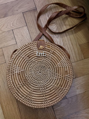 BMB shoulder bag new, brown with natural bamboo lining