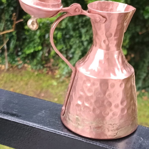 Copper coffee pot with hammered embossed surface like new